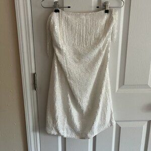 Bella and Bloom White Sequence Fringe Dress